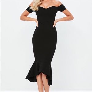 MISSGUIDED Black Bardot Midi Dress SZ 4  Worn Once